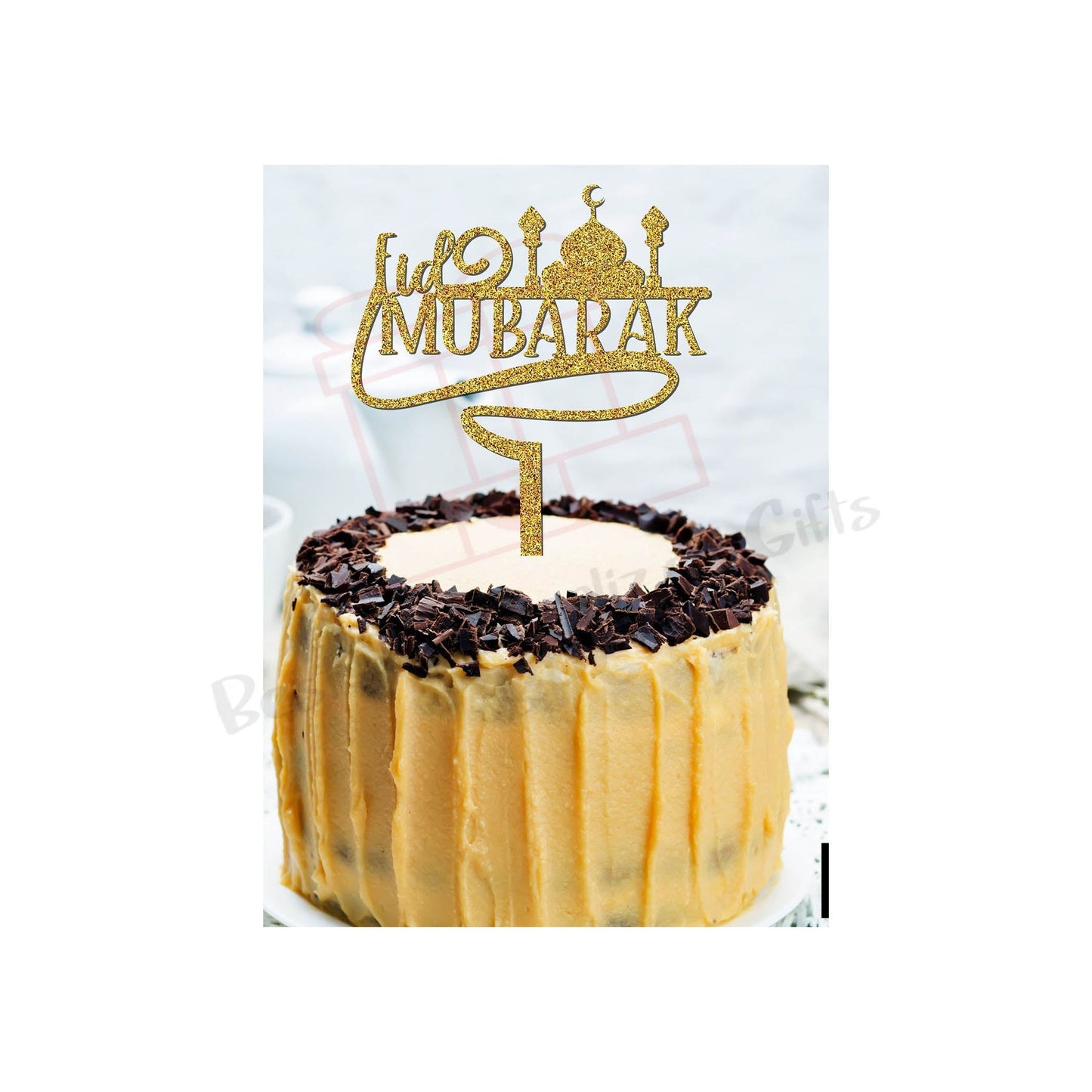 Gold Blessed Eid Cake Topper