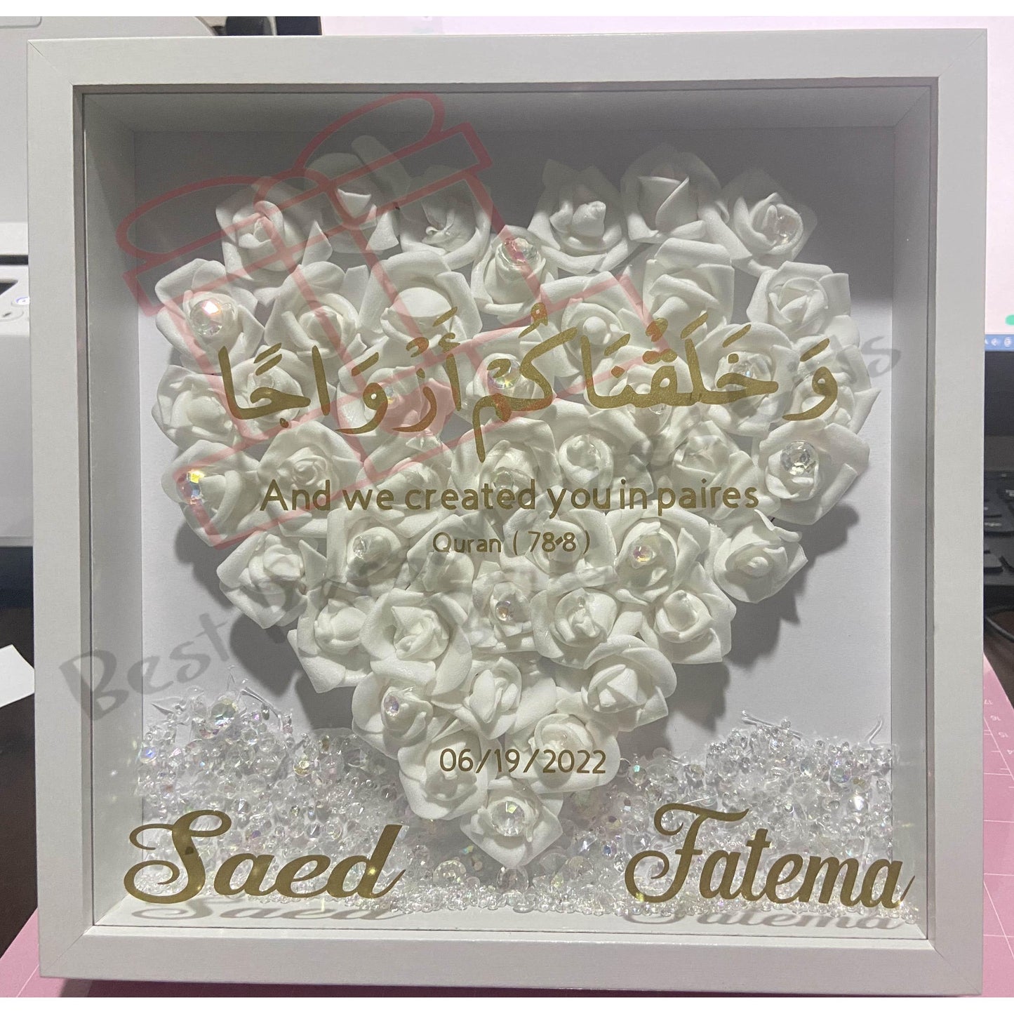 Wedding Heart floral shadow box frame