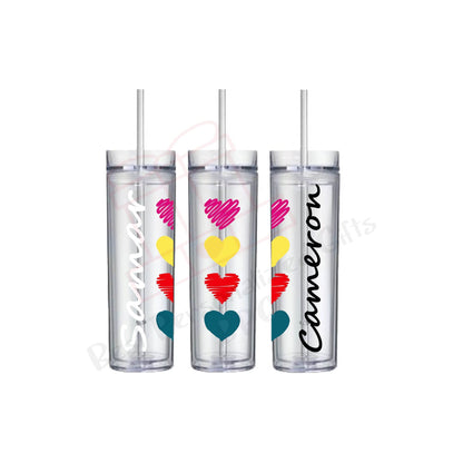 Colorful Hearts skinny 20oz acrylic Tumbler